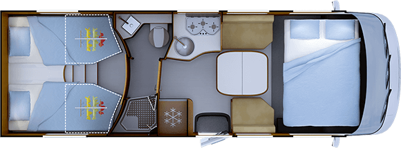 Inredningsvariant för natten RAPIDO i66M TRUMA