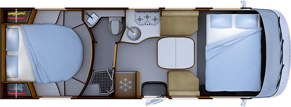 Inredningsvariant för natten RAPIDO i96M ALDE